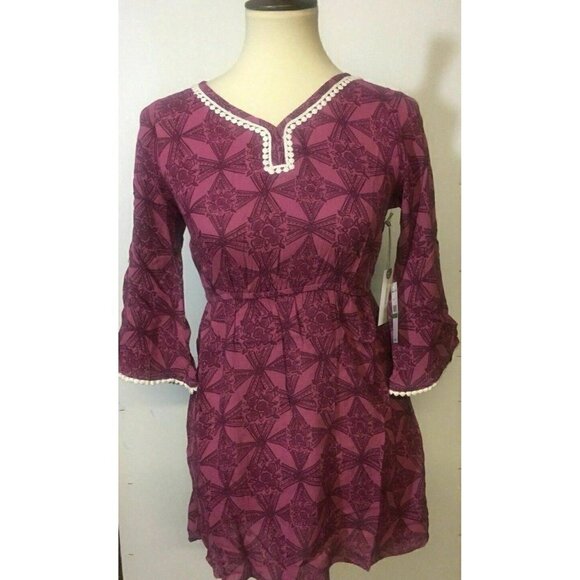 O'Neill Girls Purple LS ILA Kaftan Dress L - Picture 3 of 6